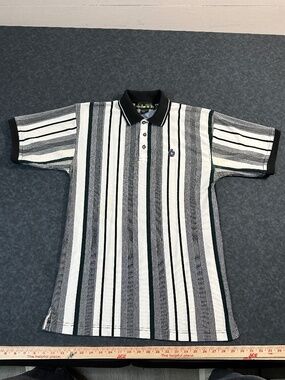 Vintage 90s Knights of Round Table Striped Short Sleeve Polo Shirt Size Medium